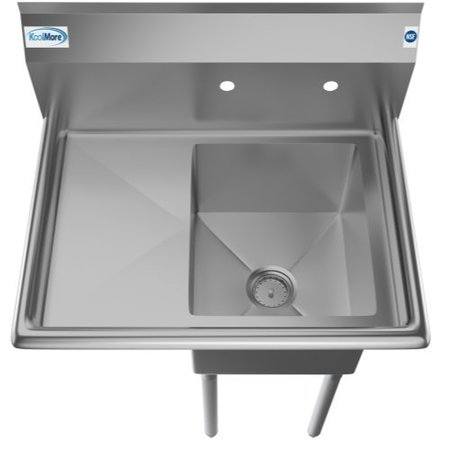 Koolmore 1 Compartment Stainless Steel NSF Commercial Kitchen Prep & Utility Sink with 2 Drainboards SA141611-12L3